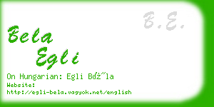 bela egli business card